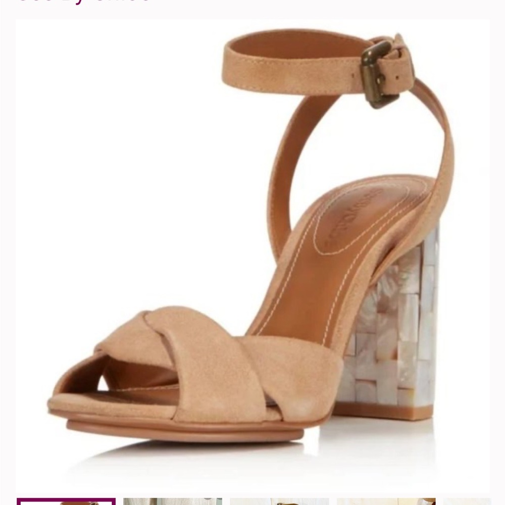 See by Chloe Isida Suede and Mother of Pearl Heels  6.5